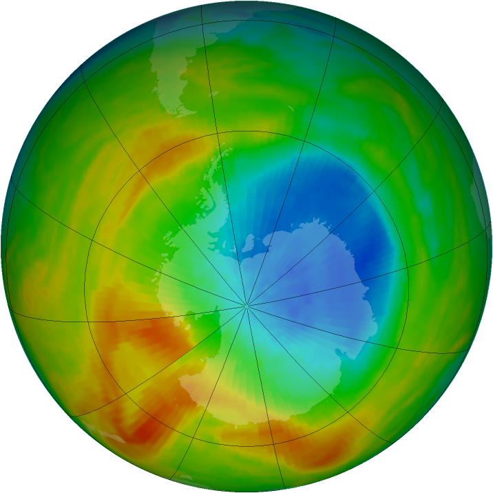 Antarctic ozone map for 23 October 1982